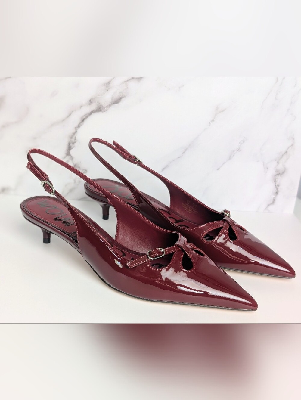 Sam Edelman Burgundy Patent Slingback Kitten Heels Size 8 NIB